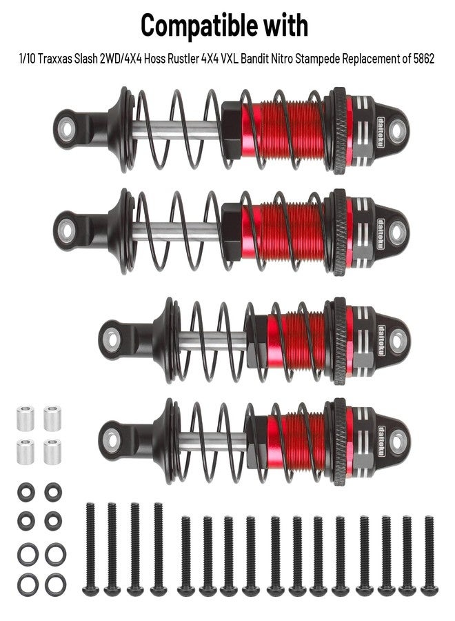daitoku RC Car Shock, daitoku Shock Absorber Front & Rear for 1/10 Traxxas Slash 2WD/4X4 Hoss Rustler 4X4 VXL Bandit Nitro Stampede Replacement of 5862 - Red - Image 5
